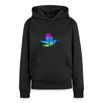 Friedenstaube - Frauen Premium Bio Hoodie - Schwarz - Vorne - Julia (174cm)