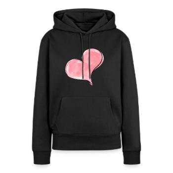 Herz - Frauen Premium Bio Hoodie - Schwarz - Vorne - Julia (174cm)