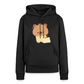 Verschlafenes Wasserschwein - Frauen Premium Bio Hoodie - Schwarz - Vorne - Julia (174cm)