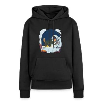 Astronaut at candlelight dinner - Women’s Premium Organic Hoodie - black - Front - Julia (174cm)