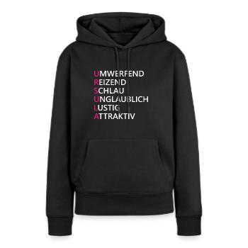 Ursula Name Geschenk - Frauen Premium Bio Hoodie - Schwarz - Vorne - Julia (174cm)