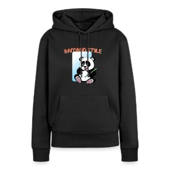 Panda Bamboo Style - Sweat à capuche Premium bio Femme - noir - Devant - Julia (174cm)