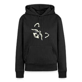 Waschbär schaut seitlich und lächelt - Frauen Premium Bio Hoodie - Schwarz - Vorne - Julia (174cm)