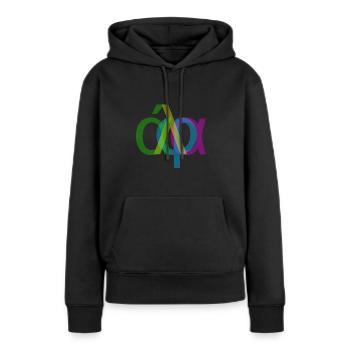 Alpha Typo - Sweat à capuche Premium bio Femme - noir - Devant - Julia (174cm)