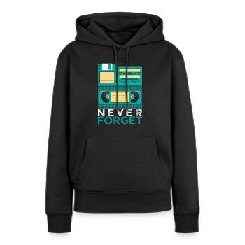 Never Forget cassette VHS disque Eighties Retro - Sweat à capuche Premium bio Femme - noir - Devant - Julia (174cm)