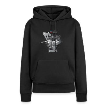 Uerdingen am Rhein 360° - Frauen Premium Bio Hoodie - Schwarz - Vorne - Julia (174cm)