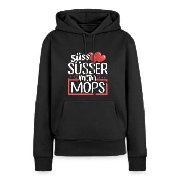MOPS chien animal de compagnie race de chien doux proverbes cadeau - Sweat à capuche Premium bio Femme - noir - Devant - Julia (174cm)