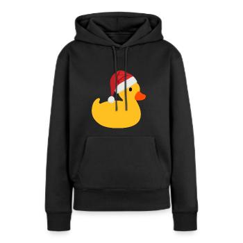 Quietscheente mit Nikolaus Mütze - Frauen Premium Bio Hoodie - Schwarz - Vorne - Julia (174cm)