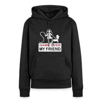 Game Over My Friend - Sweat à capuche Premium bio Femme - noir - Devant - Julia (174cm)