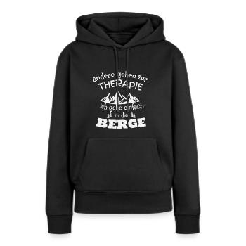 Andere gehen zur Therapie ich gehe einfach in die - Frauen Premium Bio Hoodie - Schwarz - Vorne - Julia (174cm)