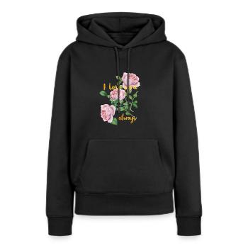 I love you- ALWAYS -Ich liebe dich- immer - Frauen Premium Bio Hoodie - Schwarz - Vorne - Julia (174cm)