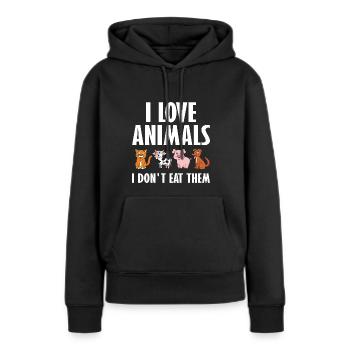 Végétarien végétarien végétarien - Sweat à capuche Premium bio Femme - noir - Devant - Julia (174cm)