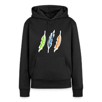 Federn bunt Illustration Boho - Frauen Premium Bio Hoodie - Schwarz - Vorne - Julia (174cm)
