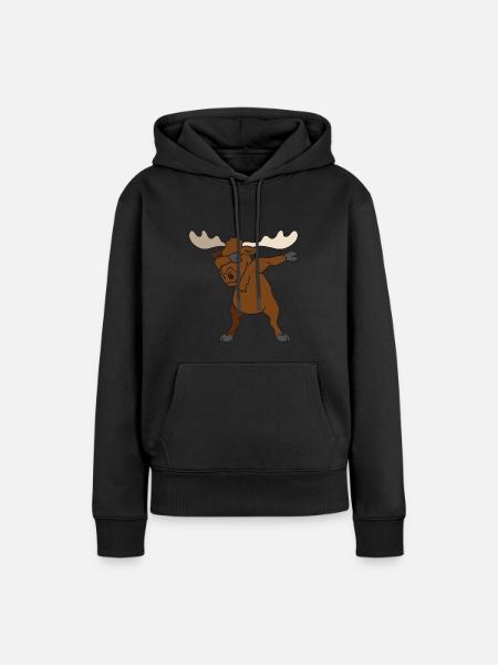 Dabbing Dab Elch - Frauen Premium Bio Hoodie - Schwarz