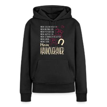 HANNOVERANER - mein - Frauen Premium Bio Hoodie - Schwarz - Vorne - Julia (174cm)