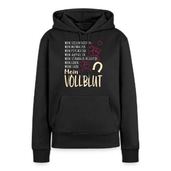 VOLLBLUT - mein - Frauen Premium Bio Hoodie - Schwarz - Vorne - Julia (174cm)