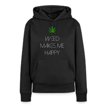 l’herbe me rend heureux cannabis marijuana - Sweat à capuche Premium bio Femme - noir - Devant - Julia (174cm)
