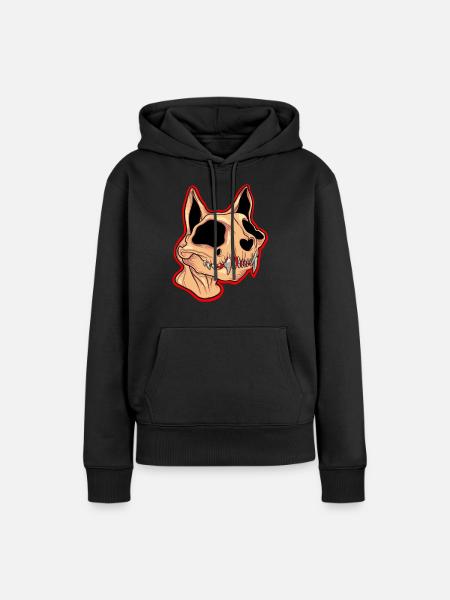 Katzenschädel - Frauen Premium Bio Hoodie - Schwarz