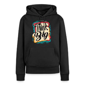 GROSS DENKEN - Frauen Premium Bio Hoodie - Schwarz - Vorne - Julia (174cm)