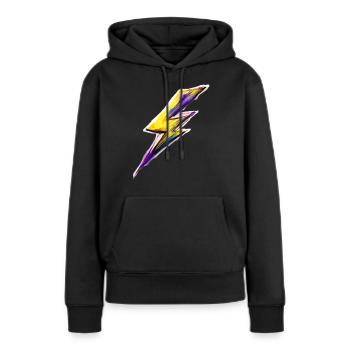 Stilisierter Blitz - Frauen Premium Bio Hoodie - Schwarz - Vorne - Julia (174cm)