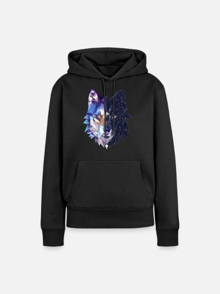Wolf - Frauen Premium Bio Hoodie - Schwarz