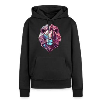 Lion chromé - Sweat à capuche Premium bio Femme - noir - Devant - Julia (174cm)