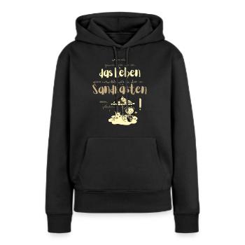 Lieber im Sandkasten geblieben! Spruch übers Leben - Frauen Premium Bio Hoodie - Schwarz - Vorne - Julia (174cm)