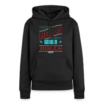 bans activists feminine grl pwr love women equal - Frauen Premium Bio Hoodie - Schwarz - Vorne - Julia (174cm)