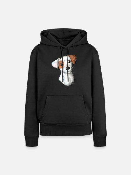 Jack Russell Pattern 7 - Frauen Premium Bio Hoodie - Schwarz