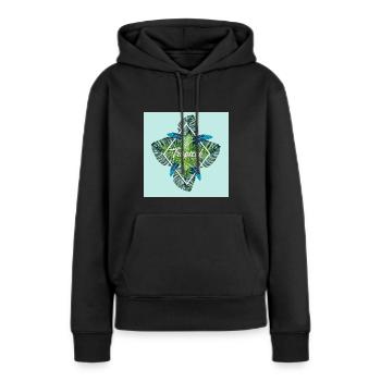 Été - paradis tropical d'été - Sweat à capuche Premium bio Femme - noir - Devant - Julia (174cm)