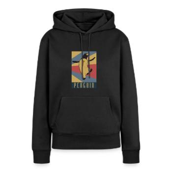 Pinguin - Frauen Premium Bio Hoodie - Schwarz - Vorne - Julia (174cm)