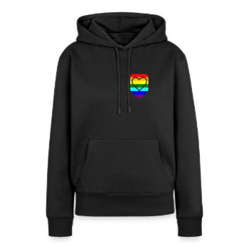 Coeur de poche poitrine LGTB Pride Gay - Sweat à capuche Premium bio Femme - noir - Devant - Julia (174cm)