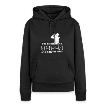 barman barman pharmacien barman - Sweat à capuche Premium bio Femme - noir - Devant - Julia (174cm)