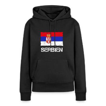 Serbien - Frauen Premium Bio Hoodie - Schwarz - Vorne - Julia (174cm)