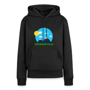 Flat Design Outdoor Mountain Forrest Park Geschenk - Frauen Premium Bio Hoodie - Schwarz - Vorne - Julia (174cm)
