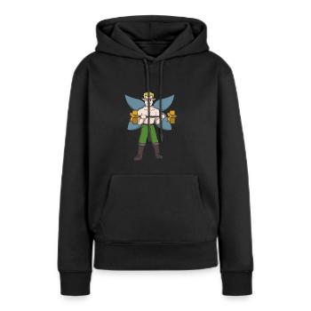 Elfe Mann Fitness Geschenk Gewichtheben Kraftsport - Frauen Premium Bio Hoodie - Schwarz - Vorne - Julia (174cm)