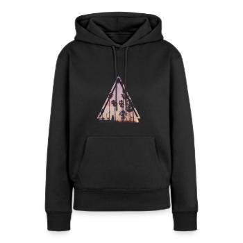 palmiers - Sweat à capuche Premium bio Femme - noir - Devant - Julia (174cm)