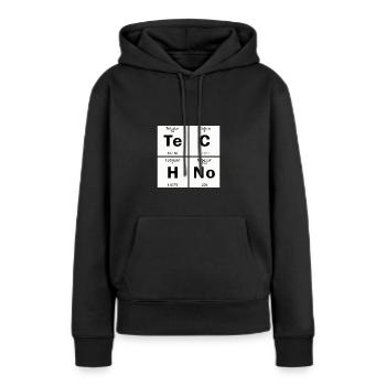 Techno - Sweat à capuche Premium bio Femme - noir - Devant - Julia (174cm)