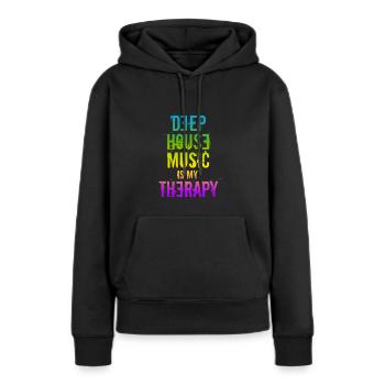 Deep House - Sweat à capuche Premium bio Femme - noir - Devant - Julia (174cm)