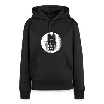 Kamera Stencil schwarz Geschenk - Frauen Premium Bio Hoodie - Schwarz - Vorne - Julia (174cm)