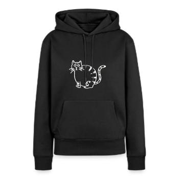 DICKE KATZE - Frauen Premium Bio Hoodie - Schwarz - Vorne - Julia (174cm)