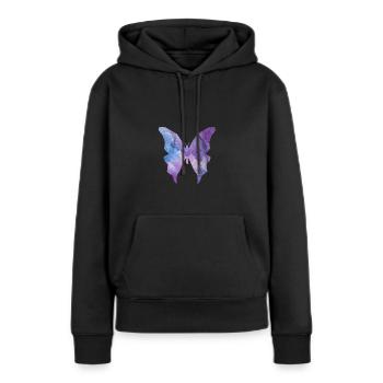 Galaxy Papillon - Sweat à capuche Premium bio Femme - noir - Devant - Julia (174cm)