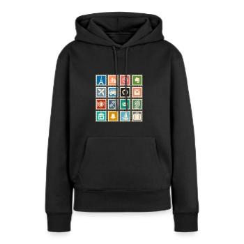 Briefmarken sammeln - Frauen Premium Bio Hoodie - Schwarz - Vorne - Julia (174cm)