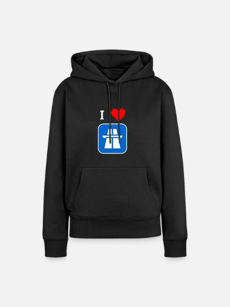 I love Autobahn - Frauen Premium Bio Hoodie - Schwarz