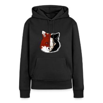 Fuchskopf mit Skull Fade - Frauen Premium Bio Hoodie - Schwarz - Vorne - Julia (174cm)
