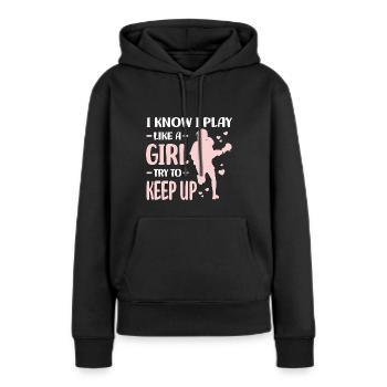 Lacrosse Spieler - Frauen Premium Bio Hoodie - Schwarz - Vorne - Julia (174cm)