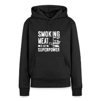 Fleisch Smoker - Frauen Premium Bio Hoodie - Schwarz - Vorne - Julia (174cm)