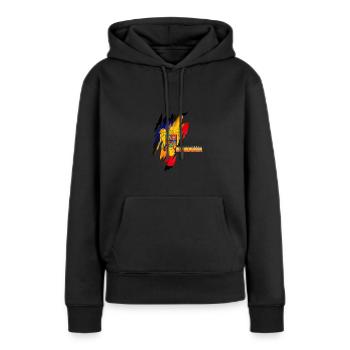 Rumänien - Frauen Premium Bio Hoodie - Schwarz - Vorne - Julia (174cm)