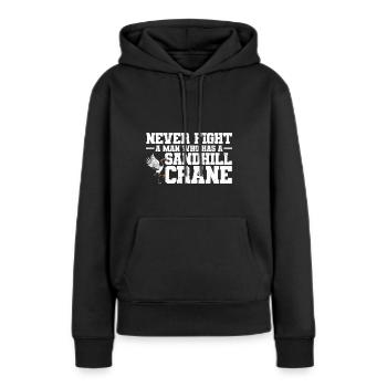 Kranich - Frauen Premium Bio Hoodie - Schwarz - Vorne - Julia (174cm)