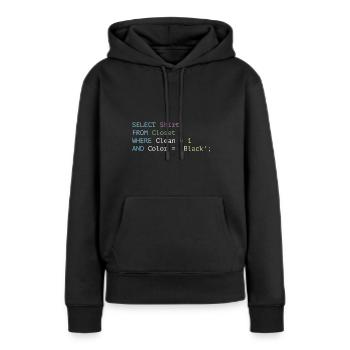 Select Shirt Code - Women’s Premium Organic Hoodie - black - Front - Julia (174cm)